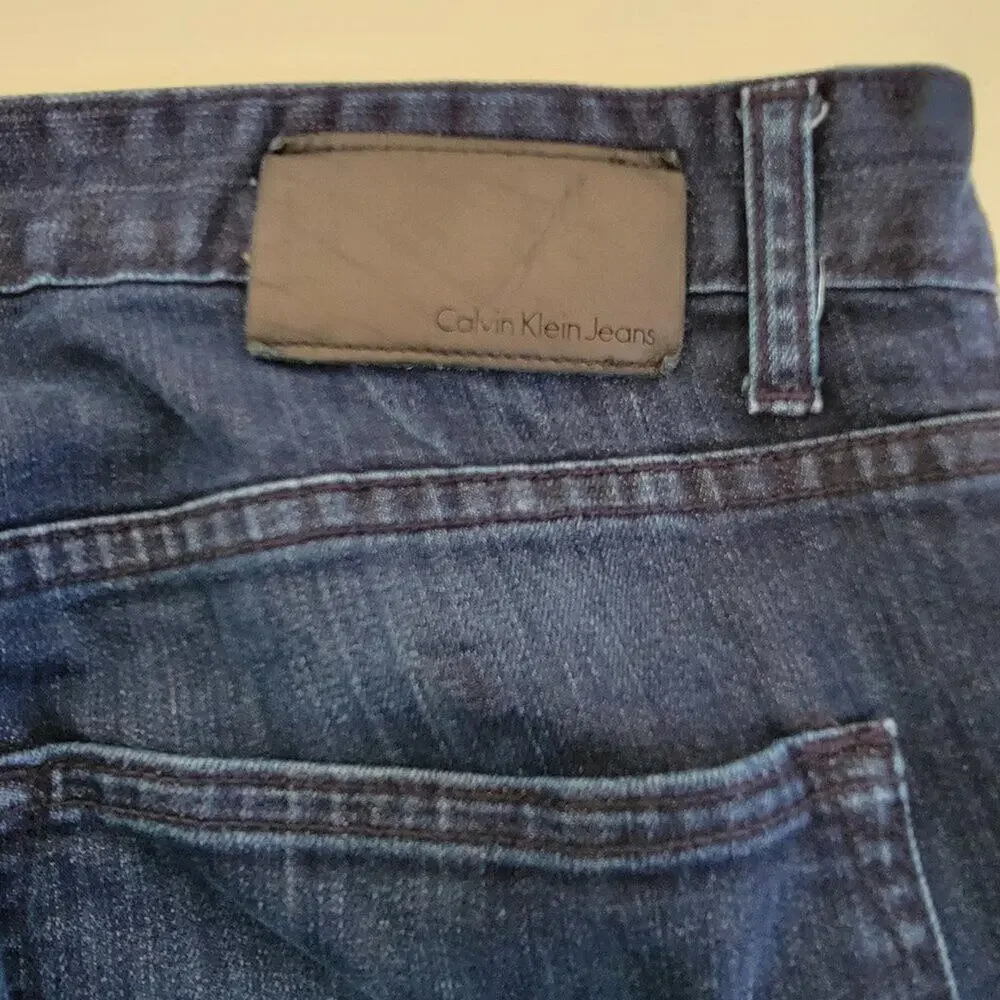 Calvin Klein Jeans Slim Straight Dark Wash Blue Mens Size 36 Cotton Stretch